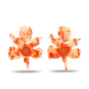 Lele Sadoughi Crystal Lily Earrings Orange Acetate - New Summer 2023!